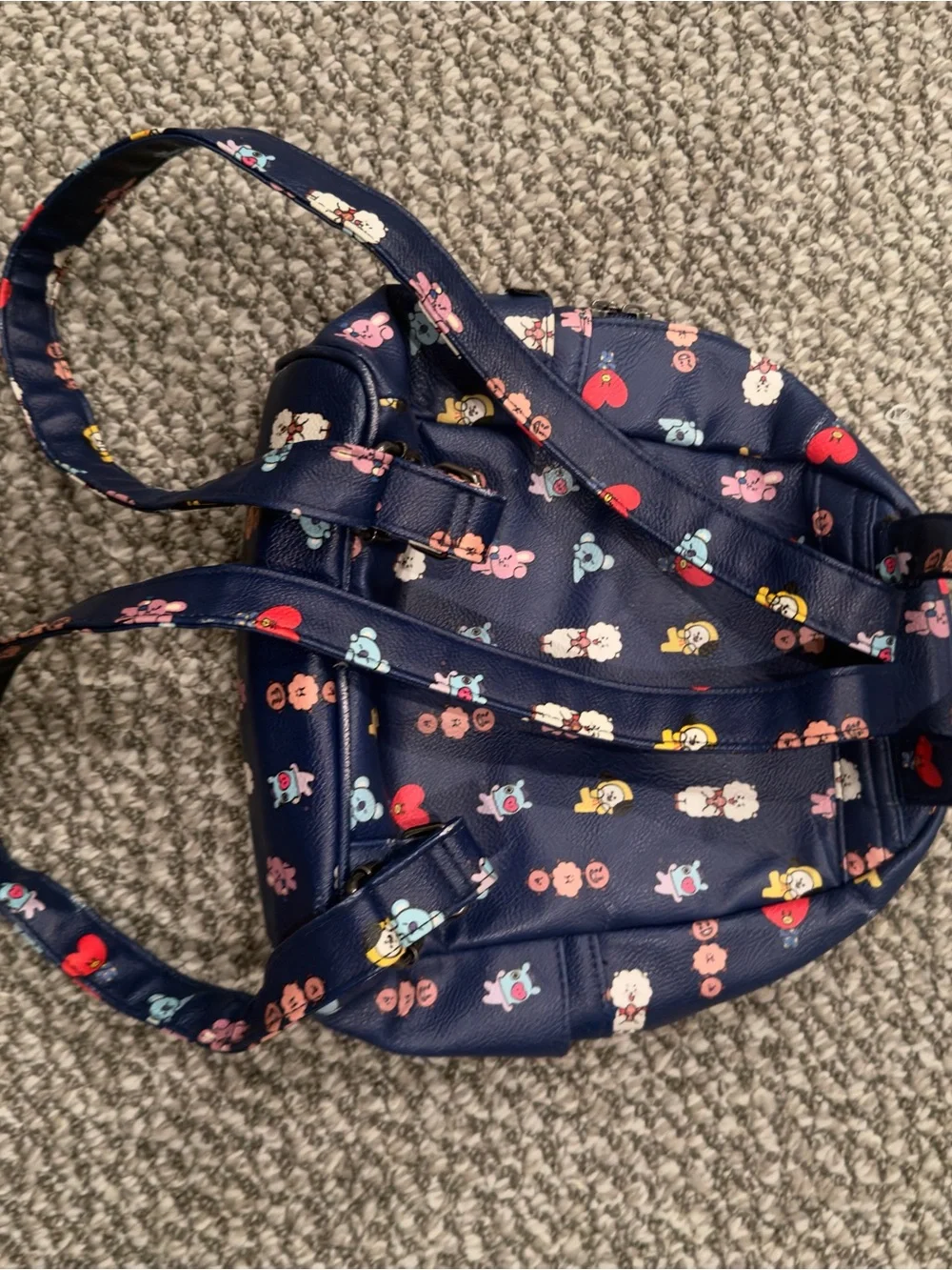 BT21 BTS Blue Character Print Mini Backpack Bookbag K-Pop School Bag